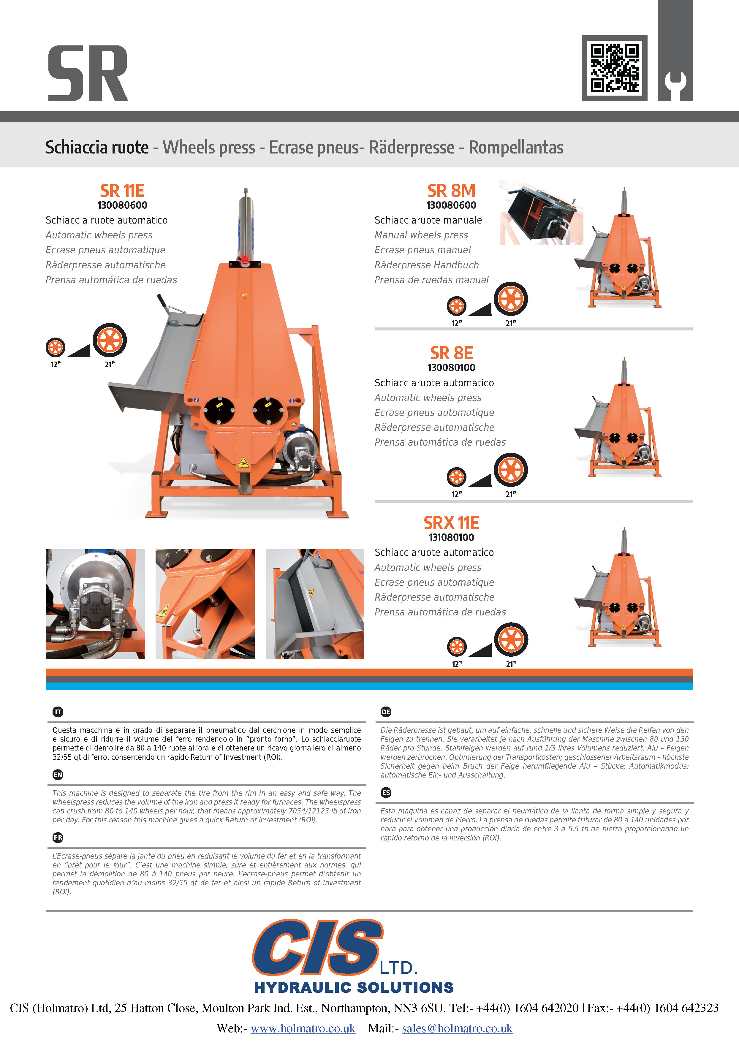 SR8 Wheel Press Tyre Remover Page 1